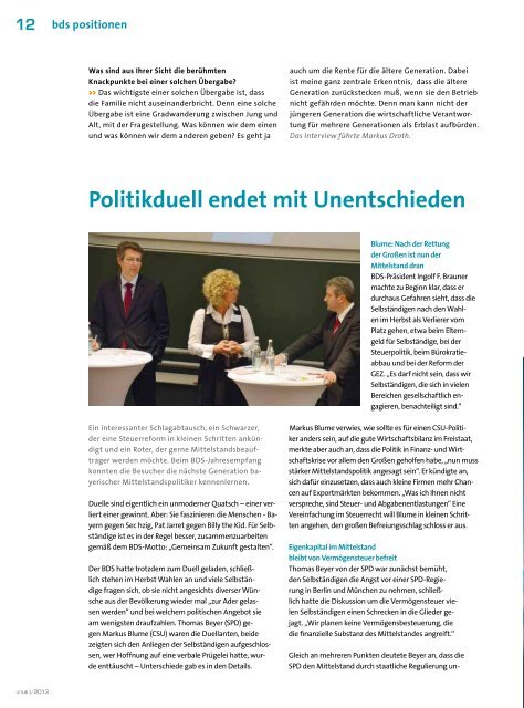 UNUS Ausgabe 01 / 2013 - Bund der Selbständigen (BDS ...