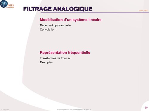 Traitement du signal dans une expÃ©rience IN2P3 - 1