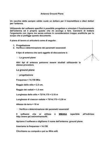 MMANA: Antenna Ground Plane - IN3ECI