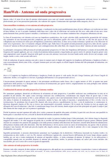 HamWeb - Antenne ad onda progressiva - IN3ECI