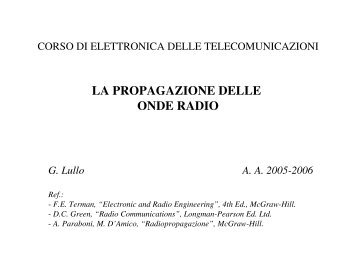LA PROPAGAZIONE DELLE ONDE RADIO