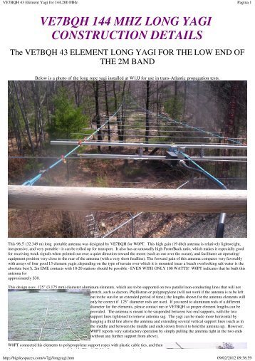 VE7BQH 43 Element Yagi for 144.200 MHz - IN3ECI