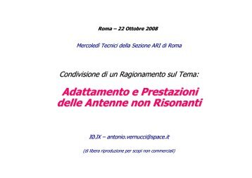 Adattamento e prestazioni delle Antenne - ARI Roma