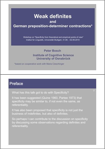 Weak definites and German preposition - Cognitive Science