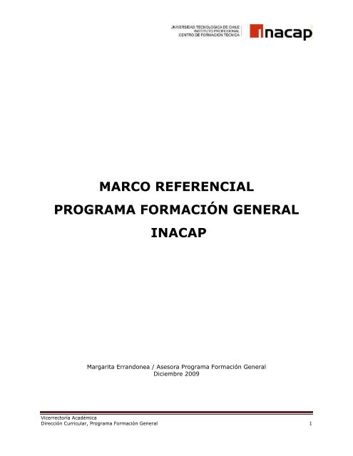 Programa FormaciÃ³n General, Marco referencial - Inacap