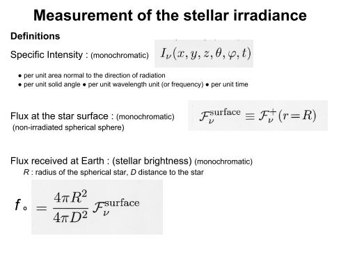 Measurement of the stellar irradiance f - inaoe