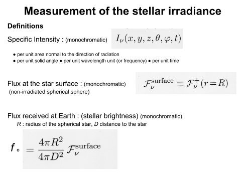 Measurement Of The Stellar Irradiance F Inaoe