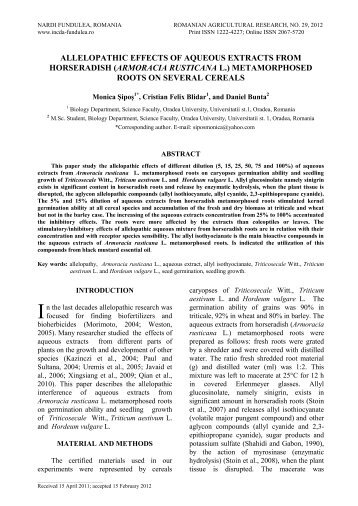 Allelopathic effects of aqueous extracts from