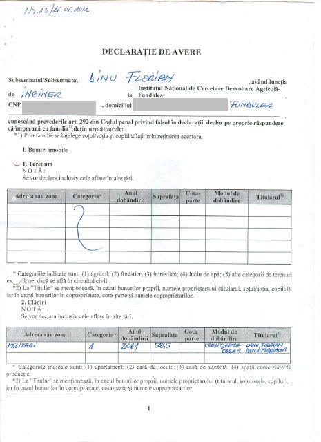 Dinu Florian - Institutul National de Cercetare - Dezvoltare Agricola ...