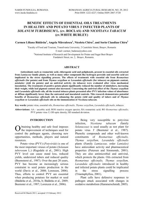 Benefic effects of essential oils treatments in
