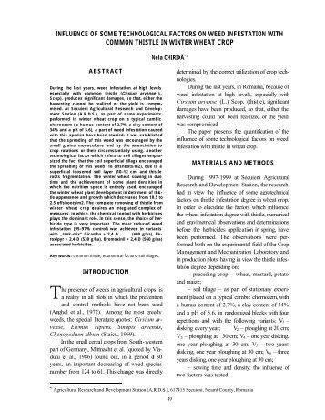 influence of some technological factors on weed infestation with ...