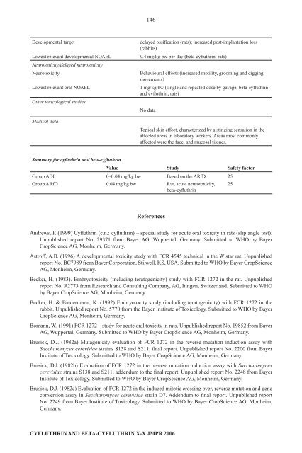 Pesticide residues in food â 2006: Toxicological ... - ipcs inchem