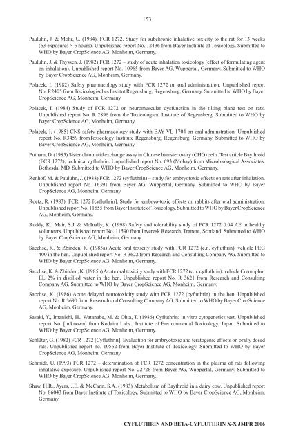 Pesticide residues in food â 2006: Toxicological ... - ipcs inchem