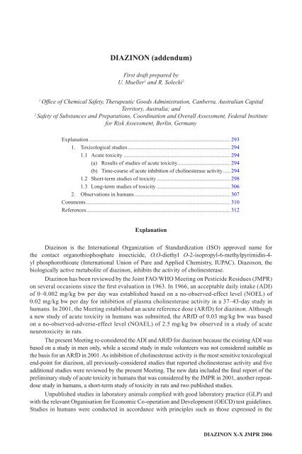 Pesticide residues in food â 2006: Toxicological ... - ipcs inchem