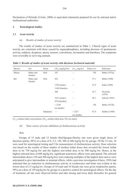 Pesticide residues in food â 2006: Toxicological ... - ipcs inchem