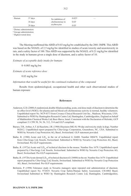 Pesticide residues in food â 2006: Toxicological ... - ipcs inchem