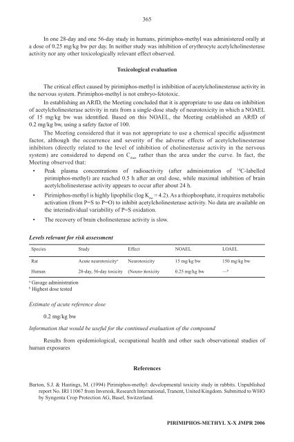 Pesticide residues in food â 2006: Toxicological ... - ipcs inchem