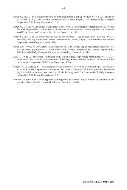 Pesticide residues in food â 2006: Toxicological ... - ipcs inchem