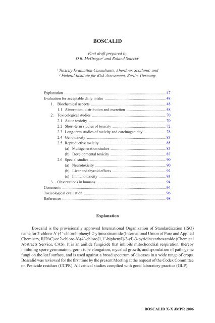 Pesticide residues in food â 2006: Toxicological ... - ipcs inchem