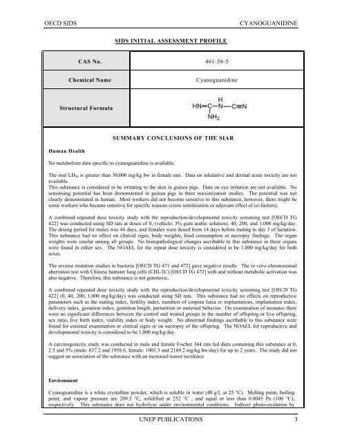 Cyanoguanidine CAS NÂ°: 461-58-5