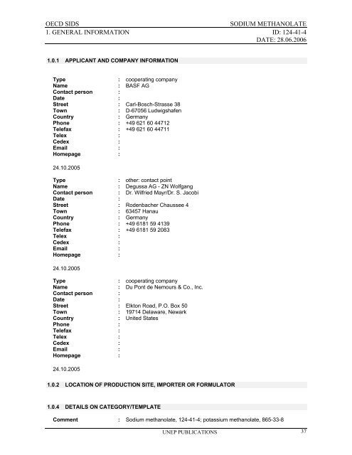 Sodium methanolate - ipcs inchem