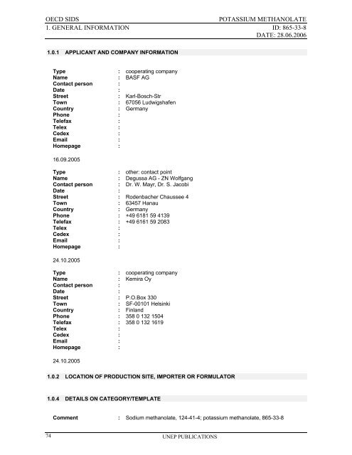 Sodium methanolate - ipcs inchem