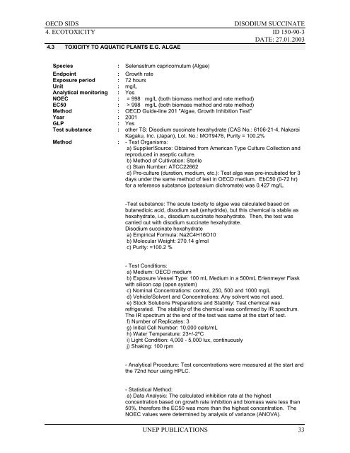 DISODIUM SUCCINATE CAS NÂ°: 150-90-3