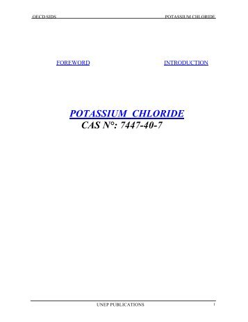 POTASSIUM CHLORIDE CAS NÂ°: 7447-40-7