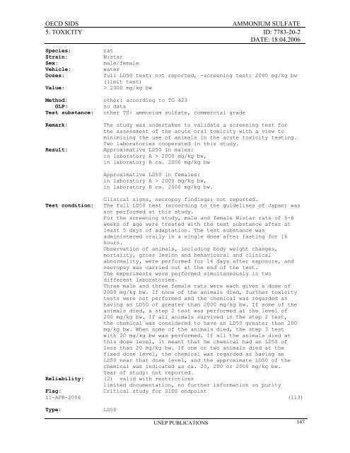 AMMONIUM SULFATE CAS NÂ°: 7783-20-2