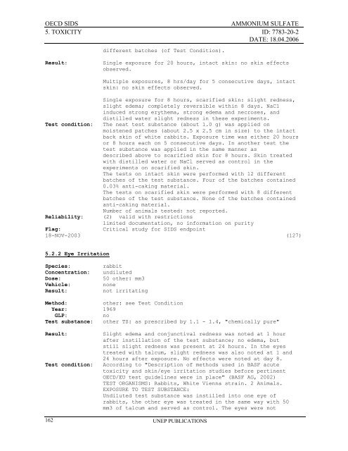 AMMONIUM SULFATE CAS NÂ°: 7783-20-2