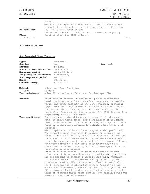 AMMONIUM SULFATE CAS NÂ°: 7783-20-2