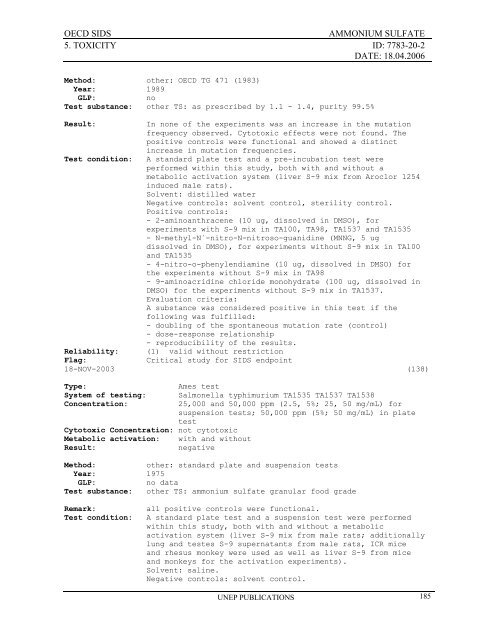 AMMONIUM SULFATE CAS NÂ°: 7783-20-2