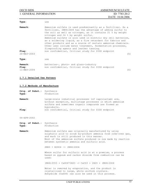 AMMONIUM SULFATE CAS NÂ°: 7783-20-2