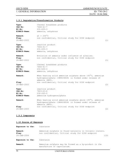 AMMONIUM SULFATE CAS NÂ°: 7783-20-2