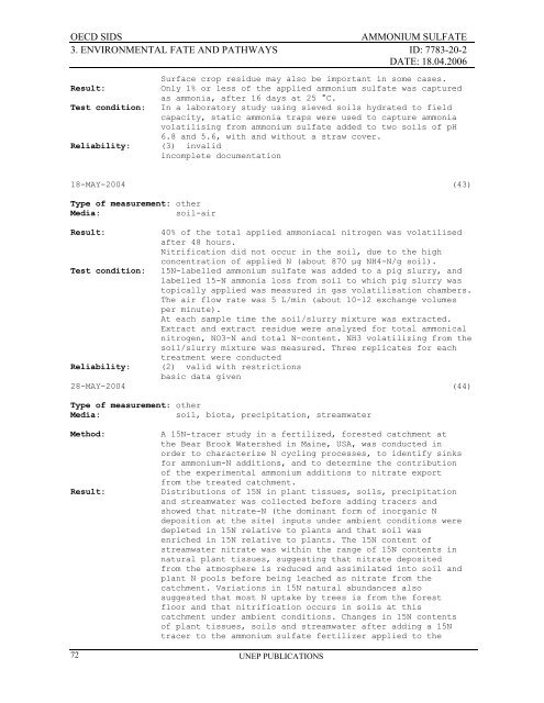 AMMONIUM SULFATE CAS NÂ°: 7783-20-2