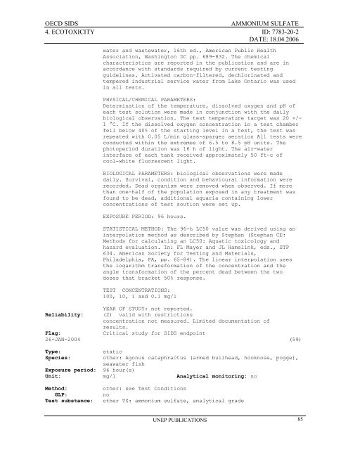 AMMONIUM SULFATE CAS NÂ°: 7783-20-2