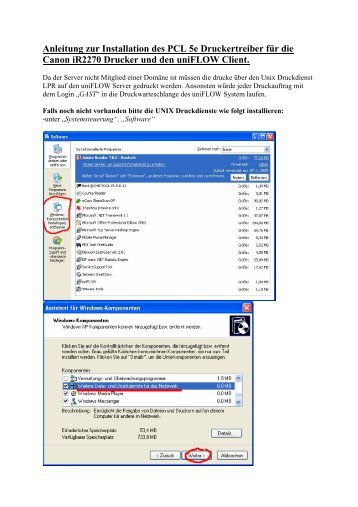 Anleitung zur Installation des PCL 5e Druckertreiber für die Canon ...