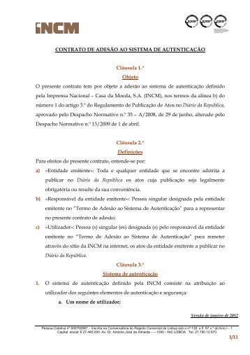 Contrato de adesÃ£o ao sistema de autenticaÃ§Ã£o - Imprensa ...