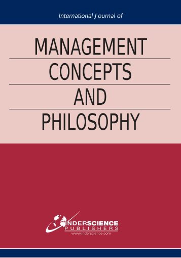 management concepts and philosophy - Inderscience Publishers