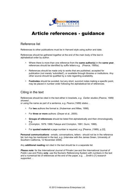 Examples Of How To Reference Materials Here Pdf Inderscience
