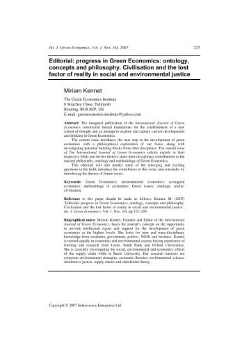 Editorial: progress in Green Economics: ontology, concepts and ...