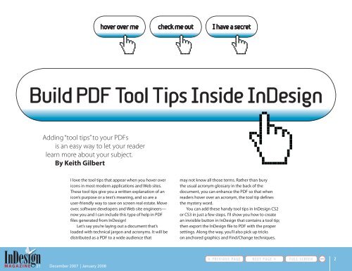 Build PDF Tool Tips Inside InDesign - InDesign User Group