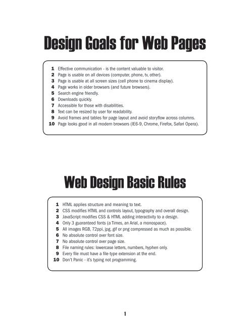 Design Goals for Web Pages - InDesign User Group