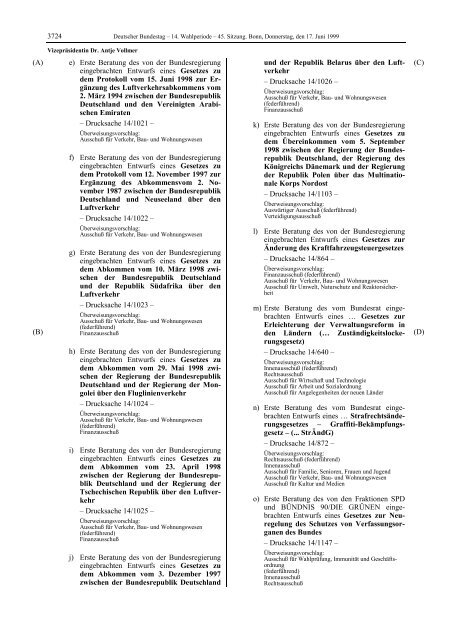 Stenographischer Bericht 45. Sitzung - Deutscher Bundestag