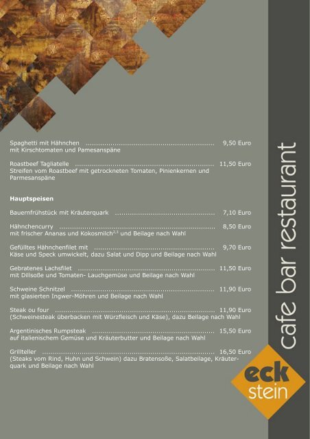 Speisekarte - Café Europa Dresden