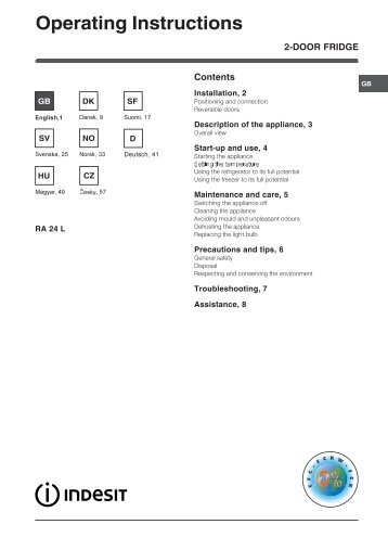 Operating Instructions - Indesit