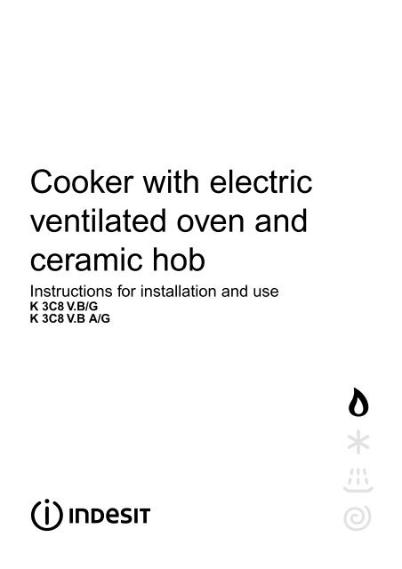 Cooker with electric ventilated oven and ceramic hob - Indesit