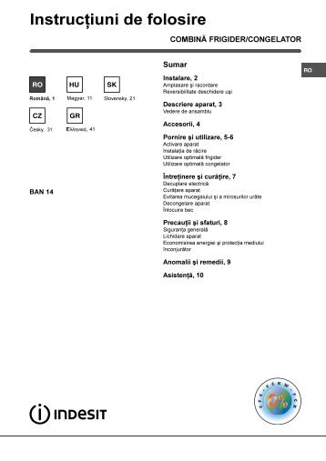 InstrucÃ¾iuni de folosire - Indesit