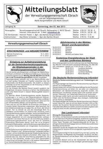 Mitteilungsblatt - Verwaltungsgemeinschaft Ebrach