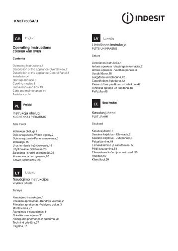 GB Operating Instructions KN3T760SA/U PL Instrukcja ... - Indesit